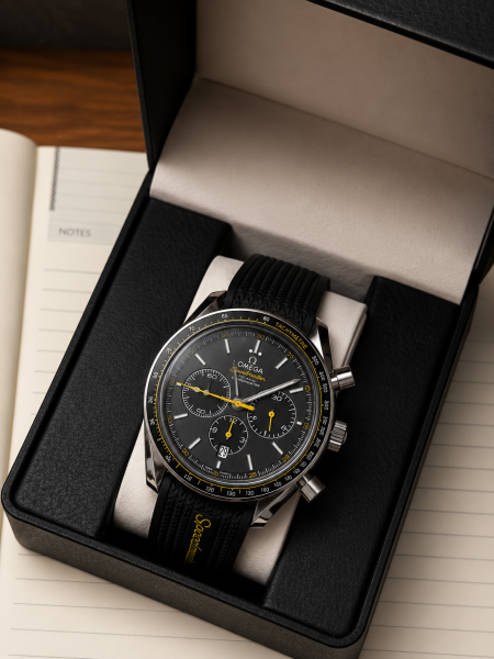 اوميجا speedmaster اسود بخيط اصفر